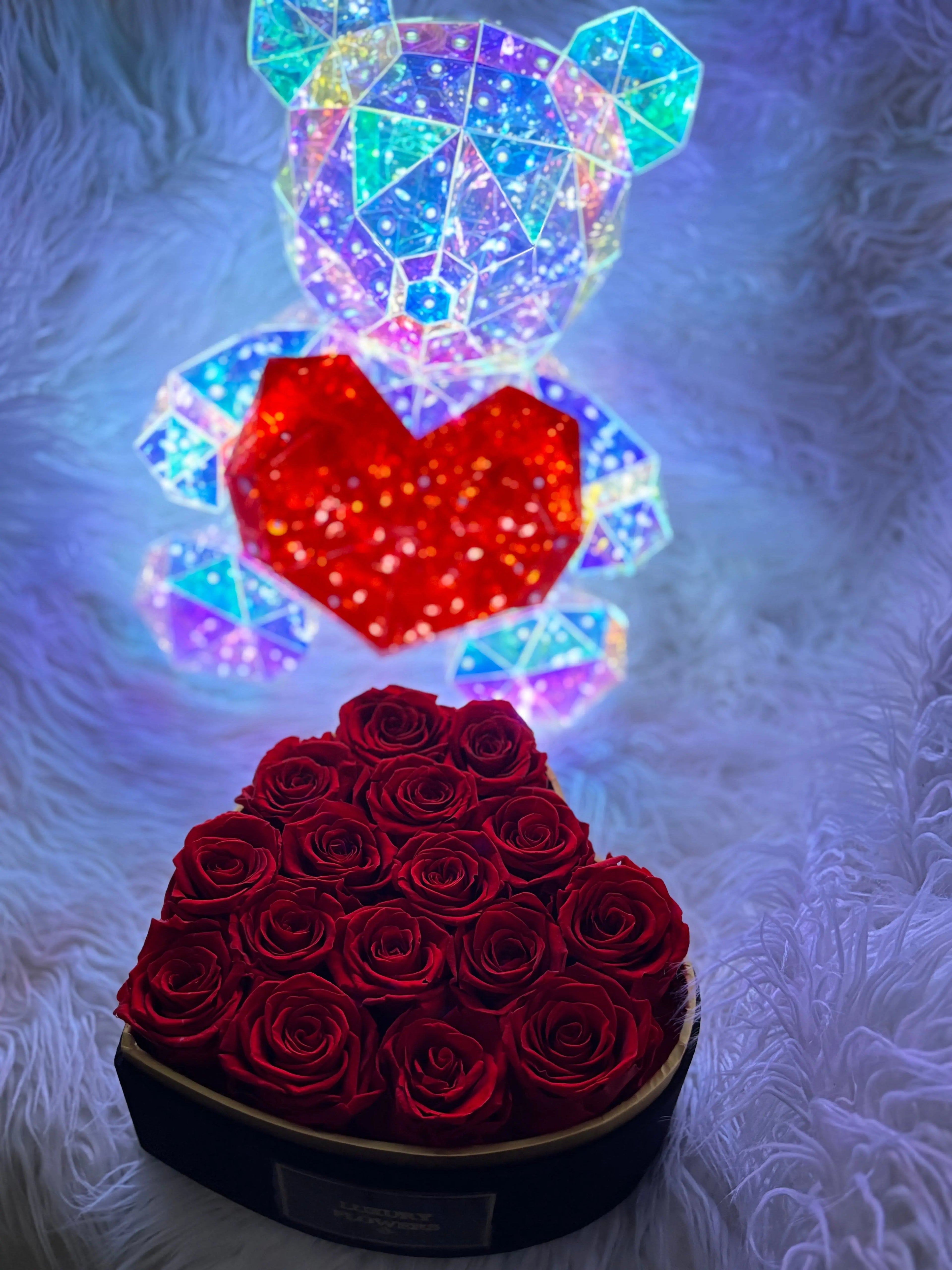 Pack ourson lumineux + flower box LUXURY FLOWERS