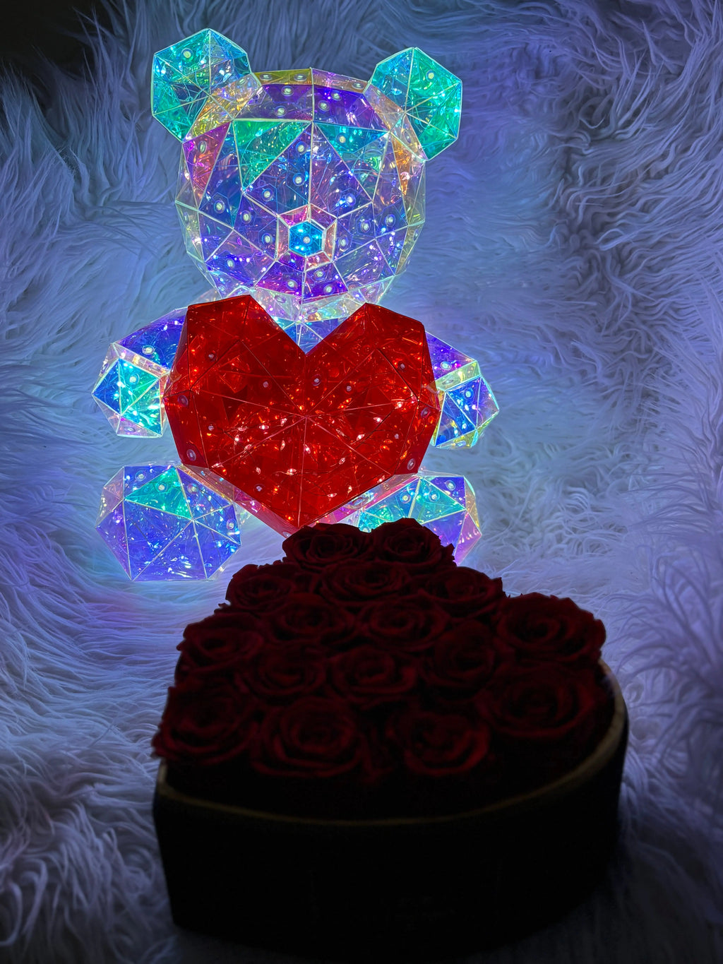 Pack ourson lumineux + flower box LUXURY FLOWERS